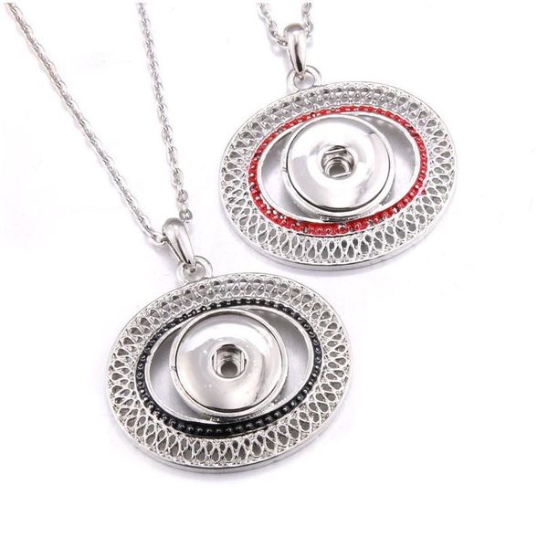 

2019 new snap jewelry hollow metal oval snap button necklaces 18mm snap pendant necklace for women girls diy button jlltti, Silver