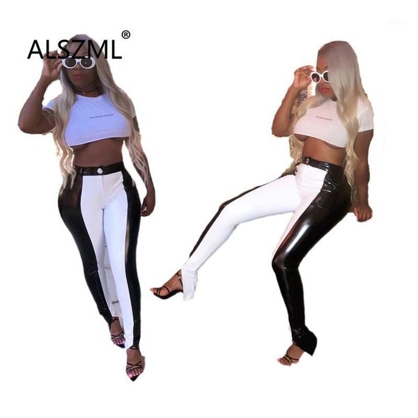 

simple pure color white high pockets hip skinny pants tight club party lady fashion sheath trouser1, Black;white