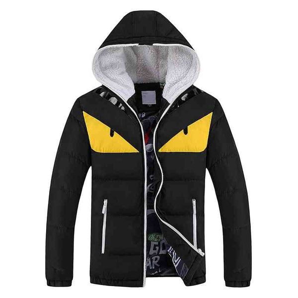 

men's down & parkas fashion winter warm men's funny hooded jacket plus size m-4xl parka lxva, Black