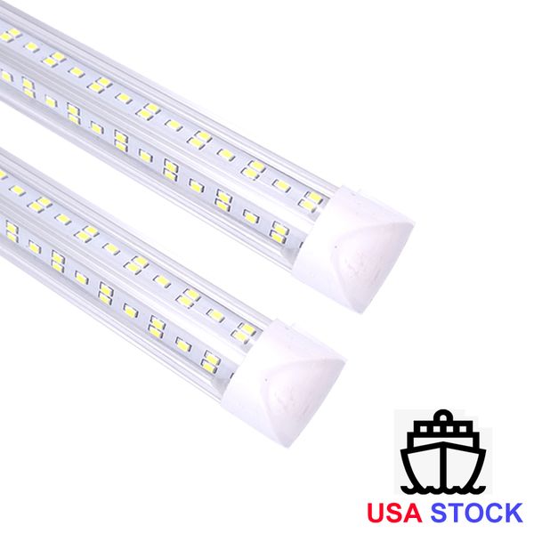 Lâmpada Fluorescente T8 Integrada 4FT 5FT 6FT 8FT 8 pés LED Tube Light V Forma Luminárias 144W 4 Linhas AC85-277V 14400 Lumens