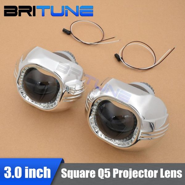 

3 inches square q5 koito hid bi-xenon projector lens headlight lhd rhd using d2h d2s hid xenon led lamp w/wo shrouds for h4 cars