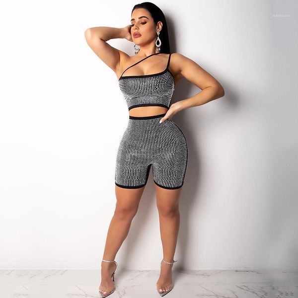 

women bodycon glitter rhinestones playsuit spaghetti strap front cutout back zipper clubwear fashion short jumpsuit romper1, Black;white