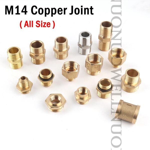 

kitchen faucets 2pcs m14 to m18 1/2" 3/4" thread joint copper connector brass reduce adapter gas pipe fittings hose repair joints