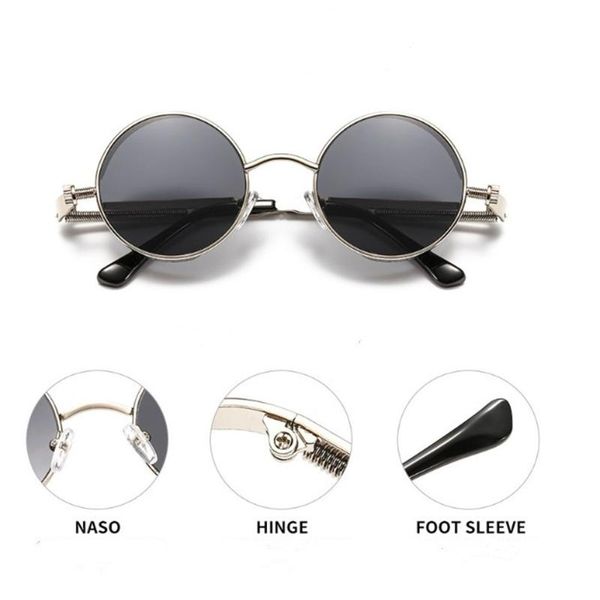 

new round polarized sunglasses gothic steampunk sunglasses mens womens fashion retro vintage shield glasses eyewear sale, White;black