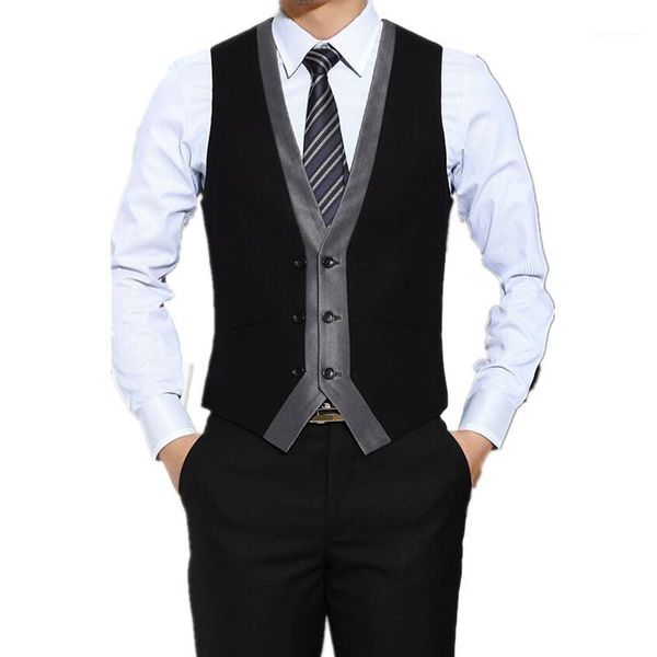 

slim suit vest male fashion suit vest casual mens formal1, Black;white