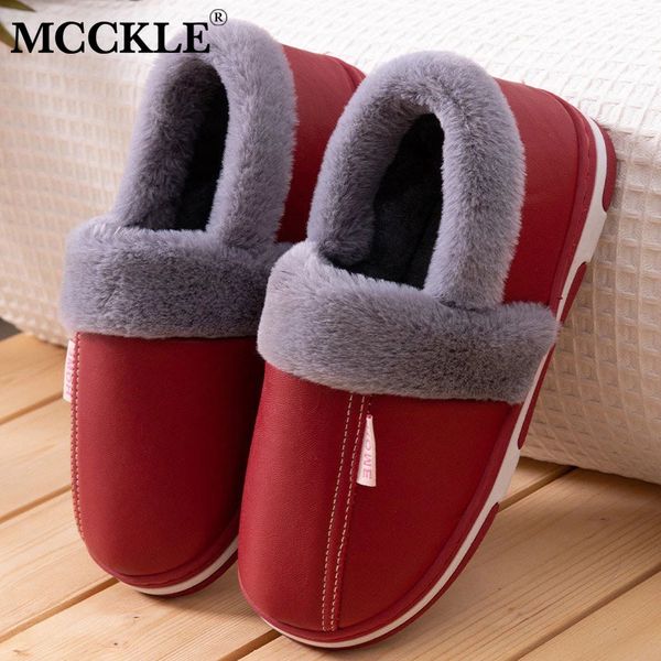 

mcckle women winter home slippers plush shoes non-slip soft warm house slipper indoor bedroom couples floor shoes 2020 comfort x1020, Black