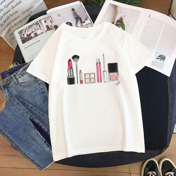 

fashion art lady cartoon print female harajuku tee new summer sweet casual loose s 2xl harajuku ulzzang womens clothing, White