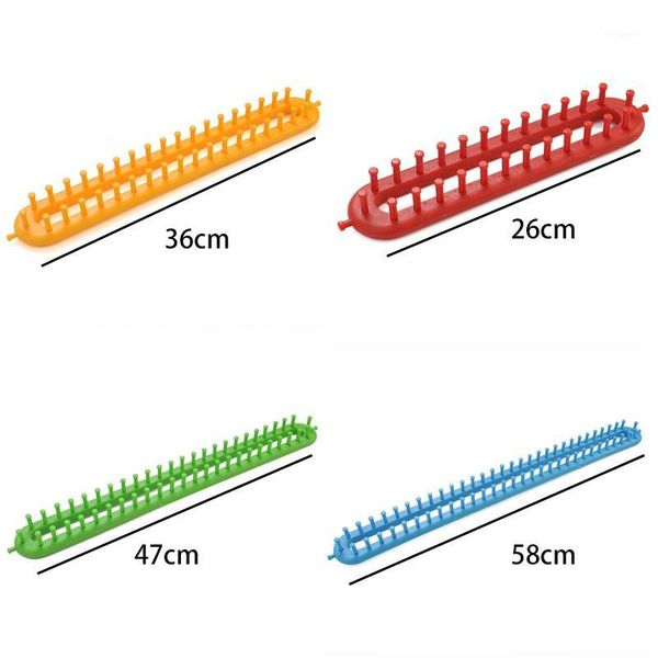 

1 set knit tool 4 size long knitting knitter looms set sewing tools accessory hat socks maker plastic rectangle diy tool kit1, Black
