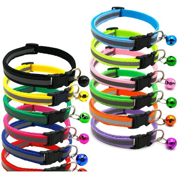 

breakaway cat collar with bells reflective nylon collar adjustable pet collars for cats or small dogs tzkae