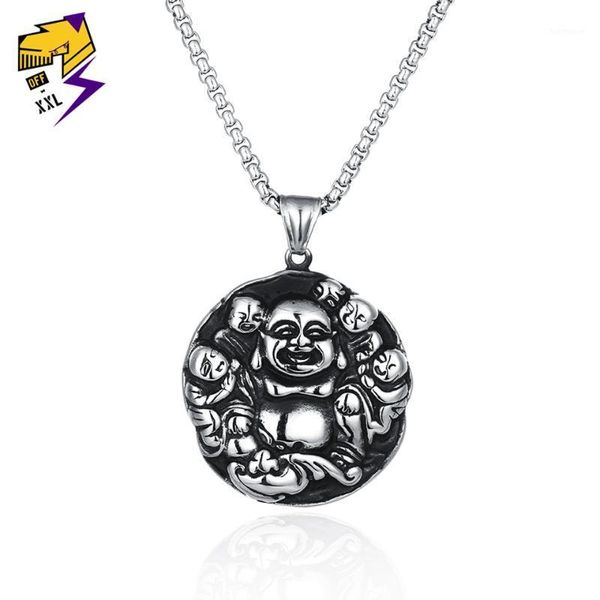 

religious tibetan buddhism buddha necklace for men/women ethnic faith bless necklace pendant stainless steel necklaces jewelry1, Silver