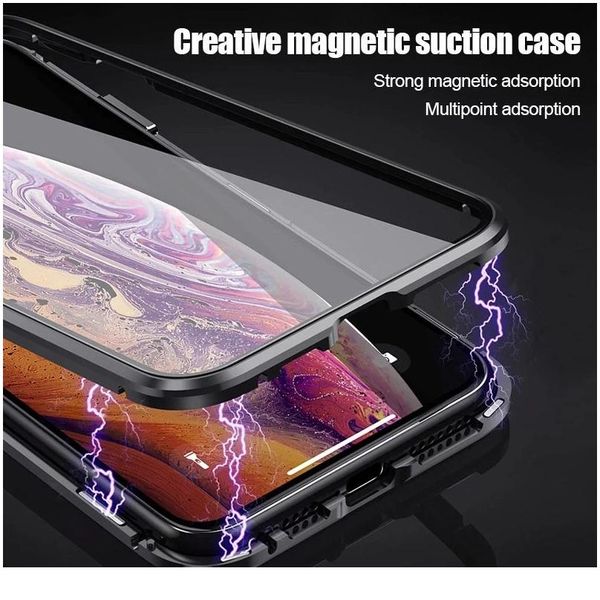 

metal magnetic adsorption case for iphone 12 11 pro max se 2 double sided tempered glass magnet for iphone x jllynt