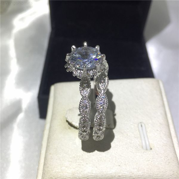 

jewelry engagement wedding band set for fashion women 3ct diamond cz 925 sterling silver 2-in-1 female party ring, Slivery;golden