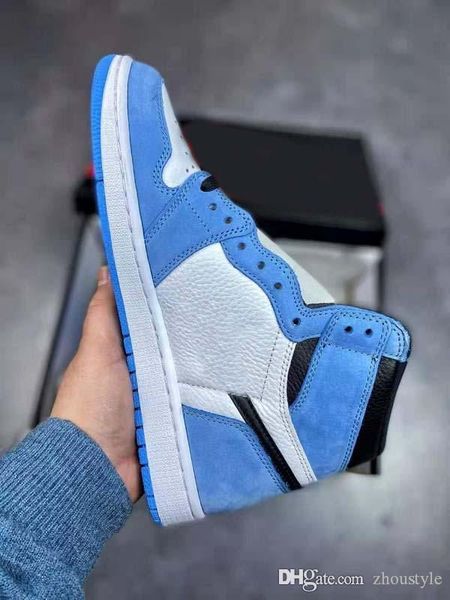 

new sale air authentic 1 high og university blue outdoor shoes white men midnight blue black retro sneakers zapatos sports with original box