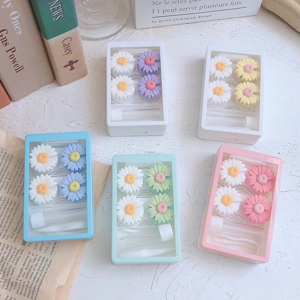 

summer fresh daisy contact lens case ins beauty lens case contact storage box can as gift, Silver