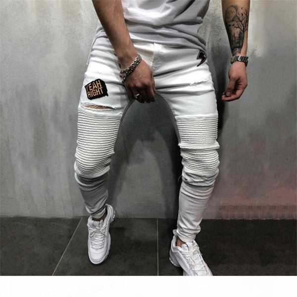 

men jeans 2020 hip hop sweatpants skinny motorcycle denim pants zipper designer jeans mens casual men jean trousers clothes, Blue