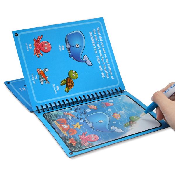 

1set montessori coloring book doodle magic pen painting drawing board for kids toys magic water drawing book birthday gift zxh sqcnfe
