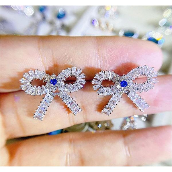 

new austrian crystal earrings color flower charm knot earrings korean style 925 needle star bling bling shine wmtlau jeneffer, Golden