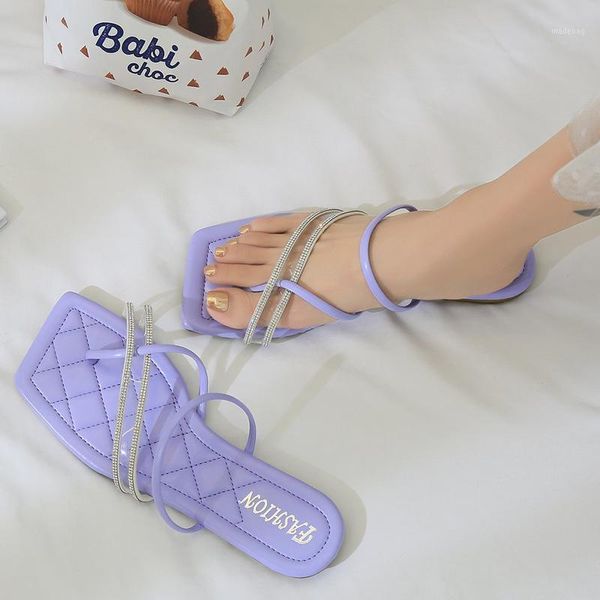 

slippers rimocy women bling crystal clip toe summer flat with beach flip flops woman 2021 comfy soft bottom cross strap sandals1, Black