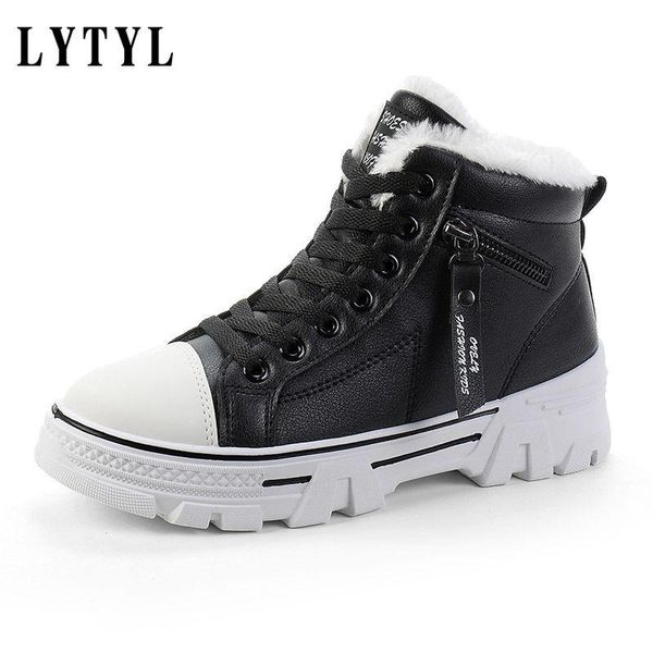 

2021 winter platform increase ankle shoes women plush snow boots warm casual sneakers female snow boots shoes women a1-355, Black