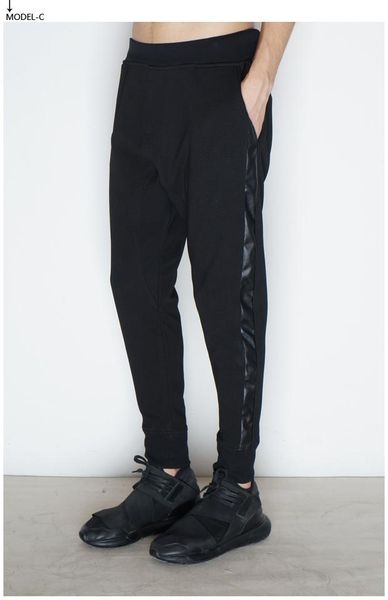 

2019 new men's clothing fashion hip hop side-patched flying squirrel trouserscasual harem pants plus size stage costumes 27-441, Black