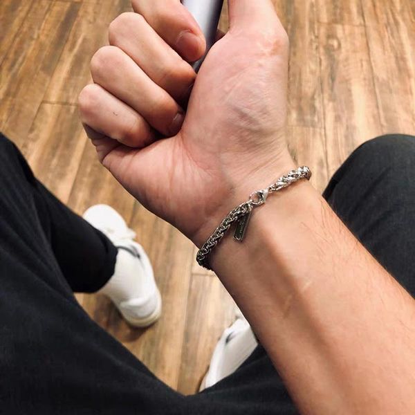 

vnox custom engrave make bracte для мужчин пшеничная цепочка из нержавеющей стали вскользь базовый браслет персонализированное имя подарок д, Silver