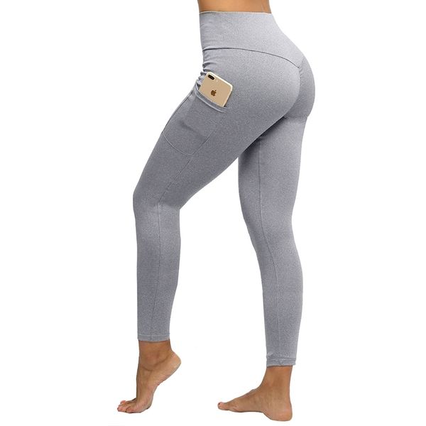 

normov women leggings plus size solid casual color high waist pocket leggins elastic workout push up fitness legings y200904, Black