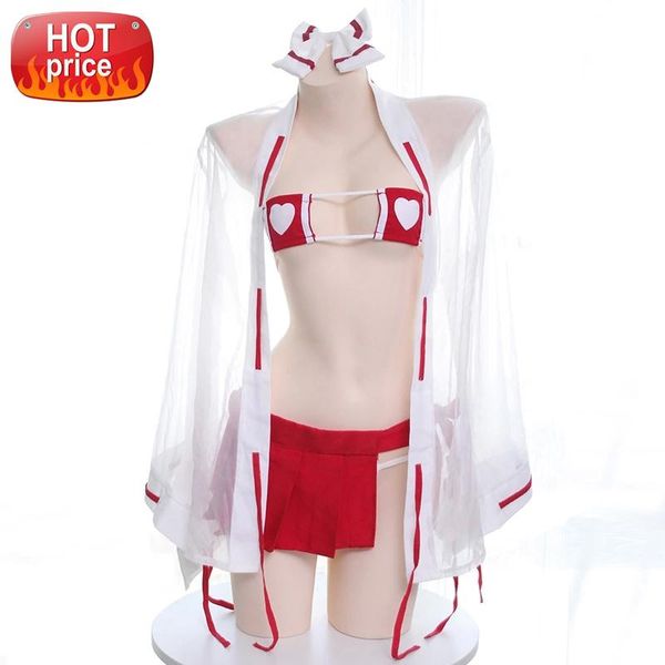 

womens anime psychic cosplay costumes japanese kimono witch uniform bikini lingerie set halloween costumes fetish #d72s, Black;white