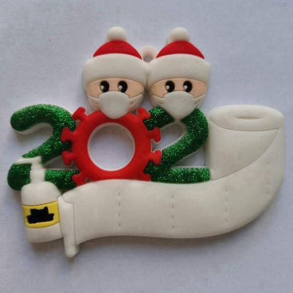 

pvc 2020 quarantine christmas tree ornament faimly of 2 3 4 5 with face mask diy name santa christmas decoration hand sanitized dda588
