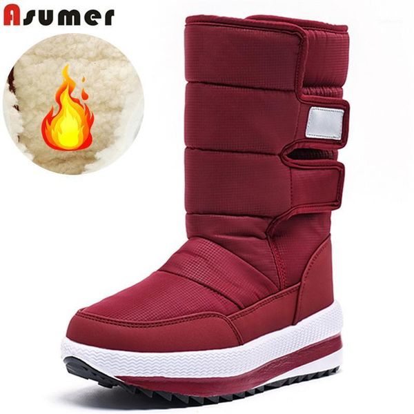 

boots asumer plus size 36-41 women's winter thick fur inside warm snow platform mid calf casual shoes1, Black