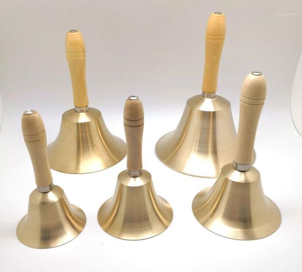 

8-17cm christmas bells wooden handle copper bell for noble reception dinner shop l church hand rattle school handbell decor1