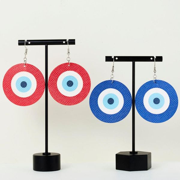 

геометрическая круглый красный синий глаз серьги поддельный pu кожа серьги падения турецкого лаки сглаз уха ювелирные изделия женщины подаро, Golden