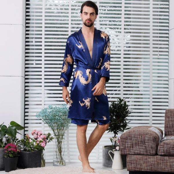 

men's sleepwear large size 3xl 4xl 5xl male kimono bathrobe gown silky men 2pcs robe set nightgown loose homewear intimate lingerie, Black;brown