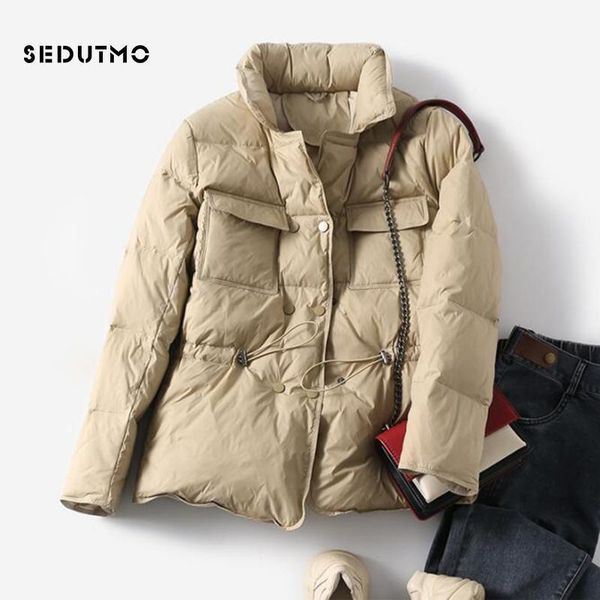 

women's down & parkas sedutmo winter ultra light women duck coat short oversize jacket slim tunic spring puffer parkas1, Black