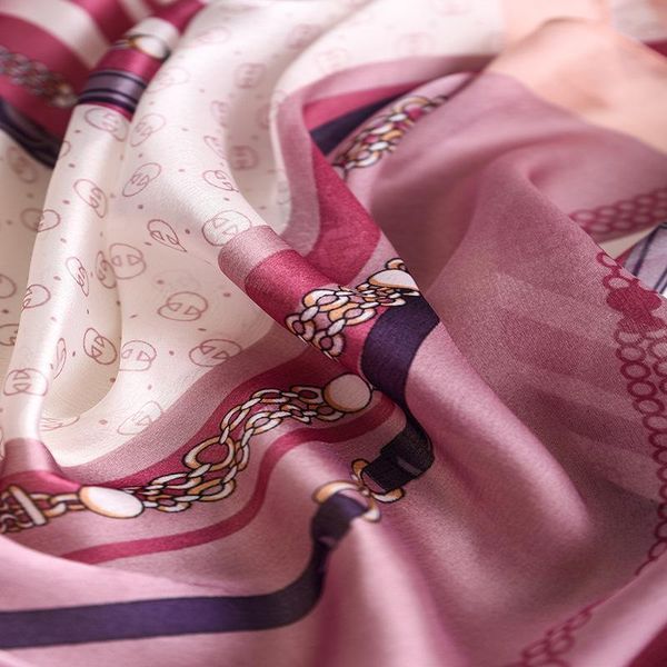 

2020 женщины роскошный шелковый шарф бич шали осень зима теплая lady пашмины шарфы платки похититель обертывания chain print платки jllsbb h, Blue;gray