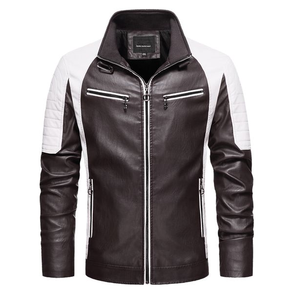 

2021 new autumn new motor biker fashion coat spring casual outwear faux leather jacket men 4xl iuhh, Black