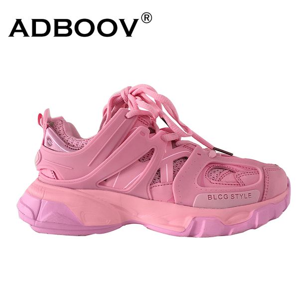 

adboov new fashion casual sneakers women men pink trainers sport shoes woman chunky sneakers ladies 201110, Black