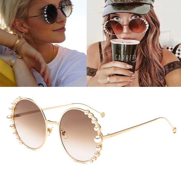 

2020 dpz brand crystal pearl sunglasses women retro vintage sunglasses eyewear feminino shades1, White;black