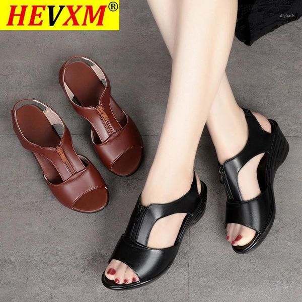 

sandals black elegant pu leather open toe womens wedge fish mouth zipper mom shoes non-slip soft bottom shoes1