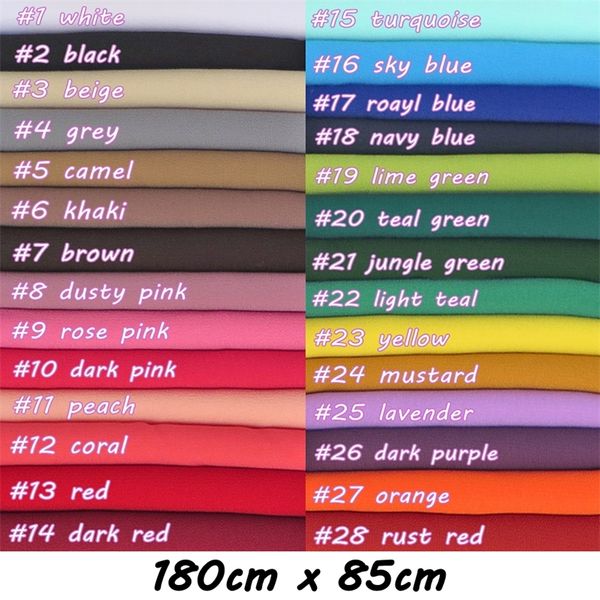 

180 * 85см большой размер высокое качество пузыря шифон женщины мусульманский хиджаб шарф шаль wrap твердая plain цвета 10pcs / серия y20100, Blue;gray