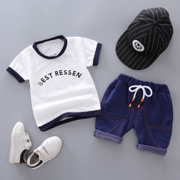 

summer baby boy clothing sets casual infants newborn boy clothes pants fashion sport outfits short sleeve baby clothing c1021, White