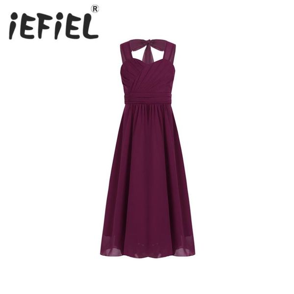 

iefiel children kids girls dress girls evening chiffon long prom dress wedding bridal costumes sweetheart birthday party, Red;yellow