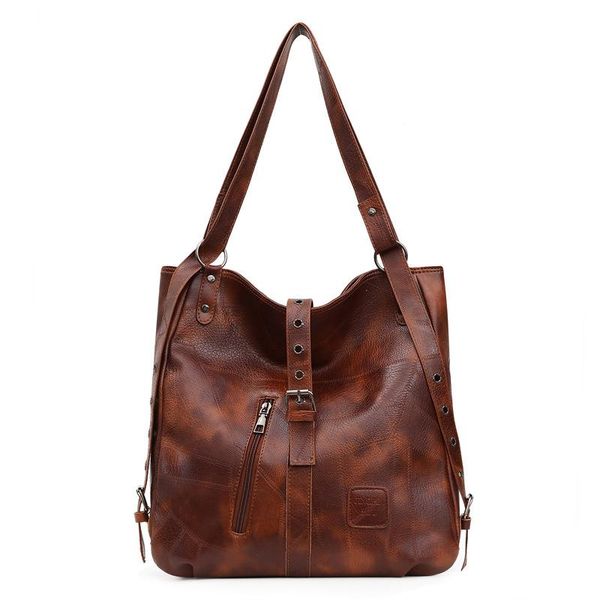 

2021 fashion handbags casual tote female vintage shoulder pu leather large capacity bags for women bolsas crossbody bag pack