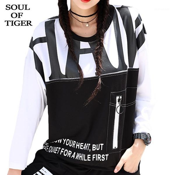 

women's t-shirt soul of tiger korean designer 2021 streetwear womens casual ladies punk style printed tshirts female loose streetwear1, White