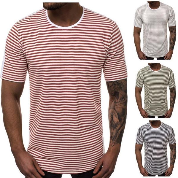 

summer men's t-shirt striped casual round neck t-shirt fashion patchwork short sleeve tee1, White;black
