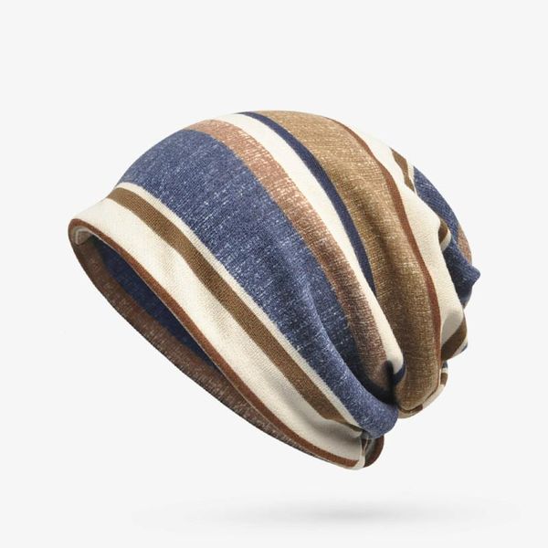 

cokk хлопок beanie hat мужчины тюрбан skullies шапочки хеджирование cap вязание stripe caps bonnet hat шарф багги cap воротник повседневная, Blue;gray