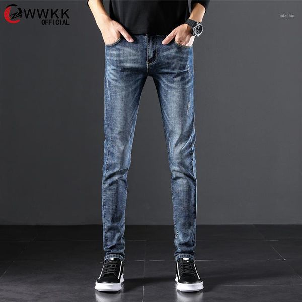 

wwkk 2020 discount men slim jeans on men fashion blue cotton business long trousers large size 37 381
