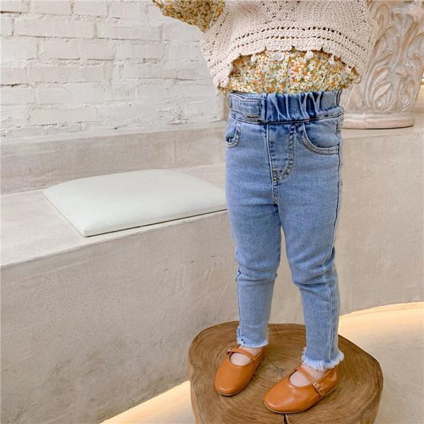 

2021 spring summer slim fit jeans for kids girls korean style children casual all-match denim pants toddler girl skinny trousers, Blue