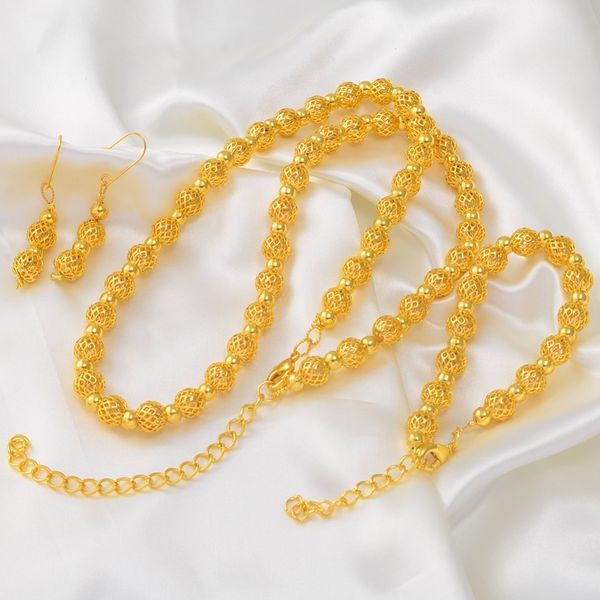 

anniyo round balls jewelry sets beads necklace bracelet and earrings for women fashion african party accessories bead #158706 201222, Slivery;crystal