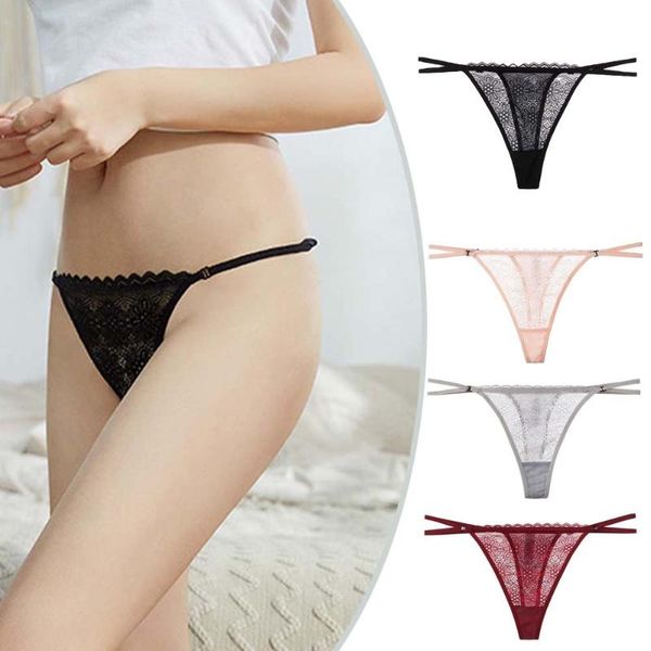 

women's panties lace thin belt hollow temptation low waist thong female transparent, Black;pink