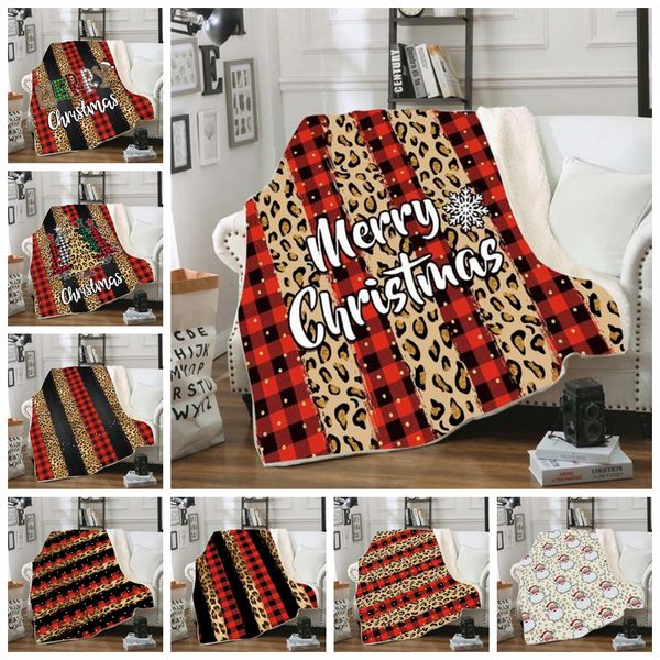 

christmas throw blankets leopard plaid kids blanket double layers thick children quilt sofa cover merry christmas gift 19 designs dw6106
